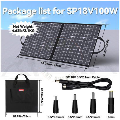 Portable Solar Panel 100W 18V Black