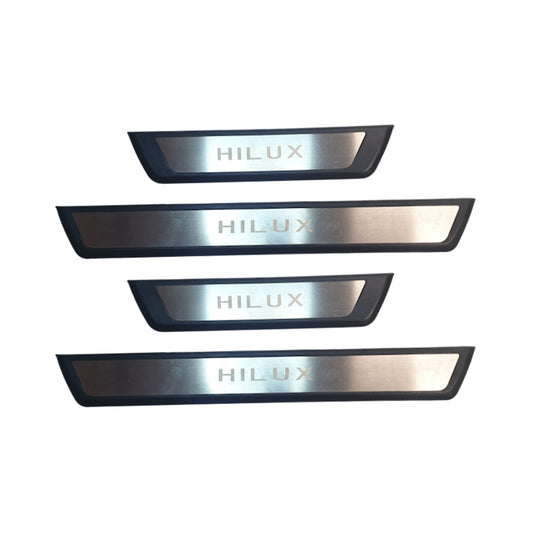 Toyota Hilux Revo 2016-2021 Stainless Steel Scuff Plates - Black Trim & Logo