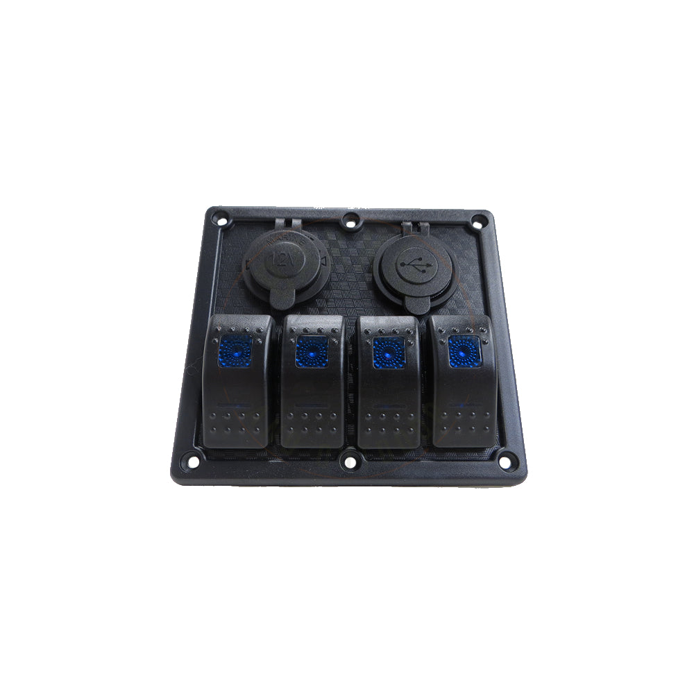 4 Way Switch Panel Single Blue LED Socket