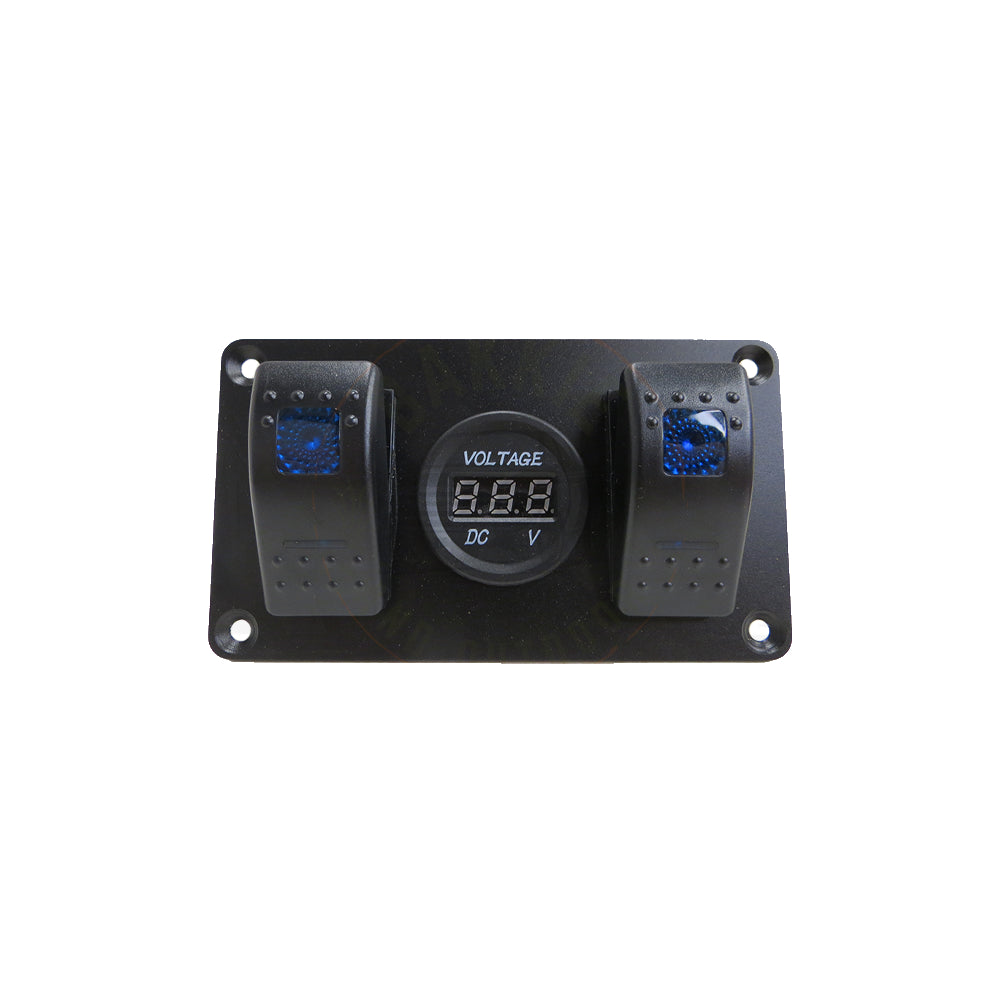 2 Way Switch Panel Dual with Blue LED Voltmeter