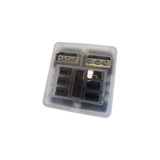 LED 6 Way fuse Box with Negative Bus Bar